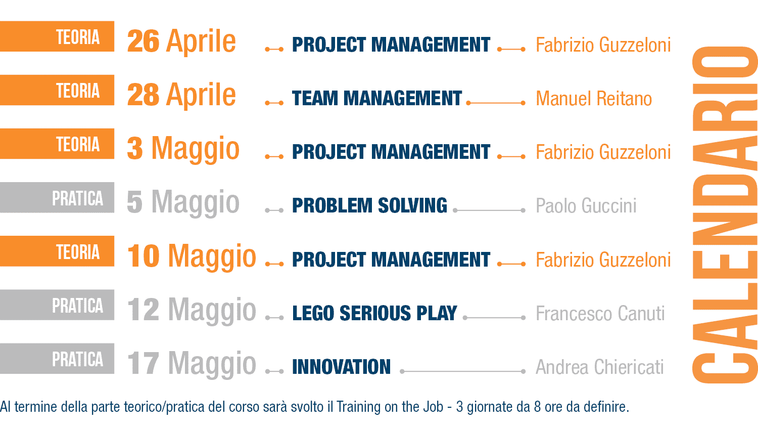 Calendario Corso project management